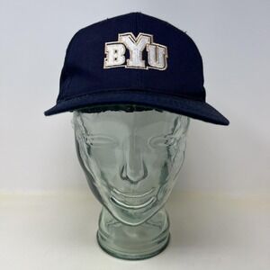 Vintage BYU Cougars Hat Cap Snap Back One Size Blue Alumni Headmaster Block 90s